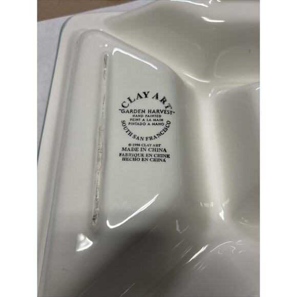 Clay Art Divided Garden Harvest Hand Painted 1998 Vintage In Mint Condition - Picture 6 of 10